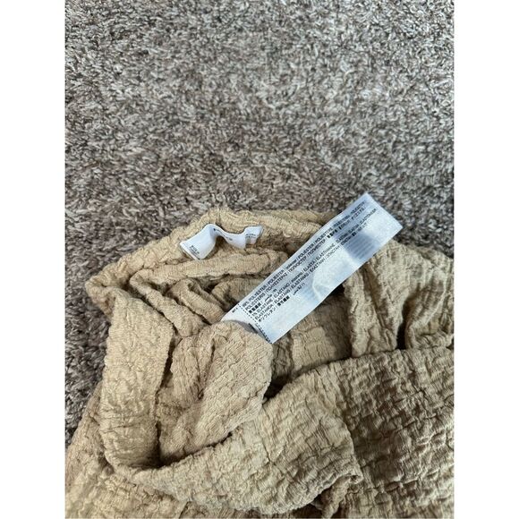 MNG Mango Opening Texture Trousers Slit Hems Flared Leg Pant Tan Women’s S Beach - Picture 6 of 12